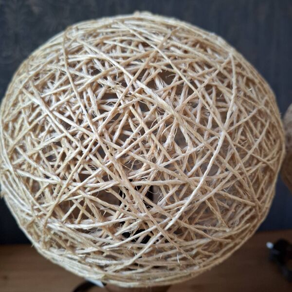 Paire de lampes bois et osier 70/80's