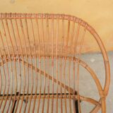 Vintage rattan bench feet metal