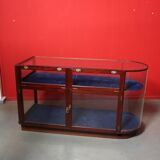 Mahogany showcase case with curved glass