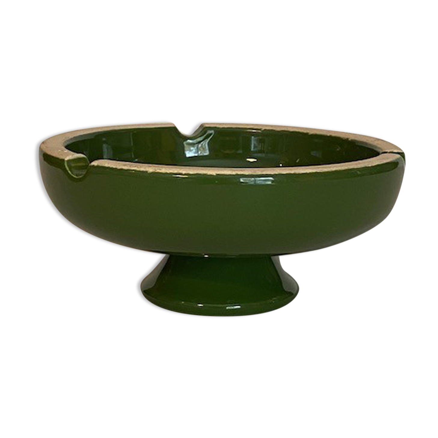 Vintage green ashtray on foot