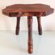 Vintage brutalist wooden tripod stool from the 60s and 70s