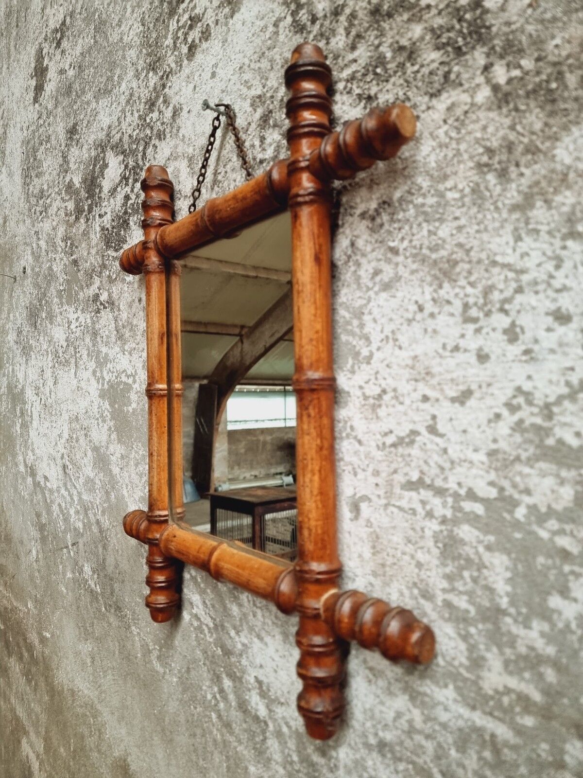 Vintage mirror faux bamboo 39x44cm
