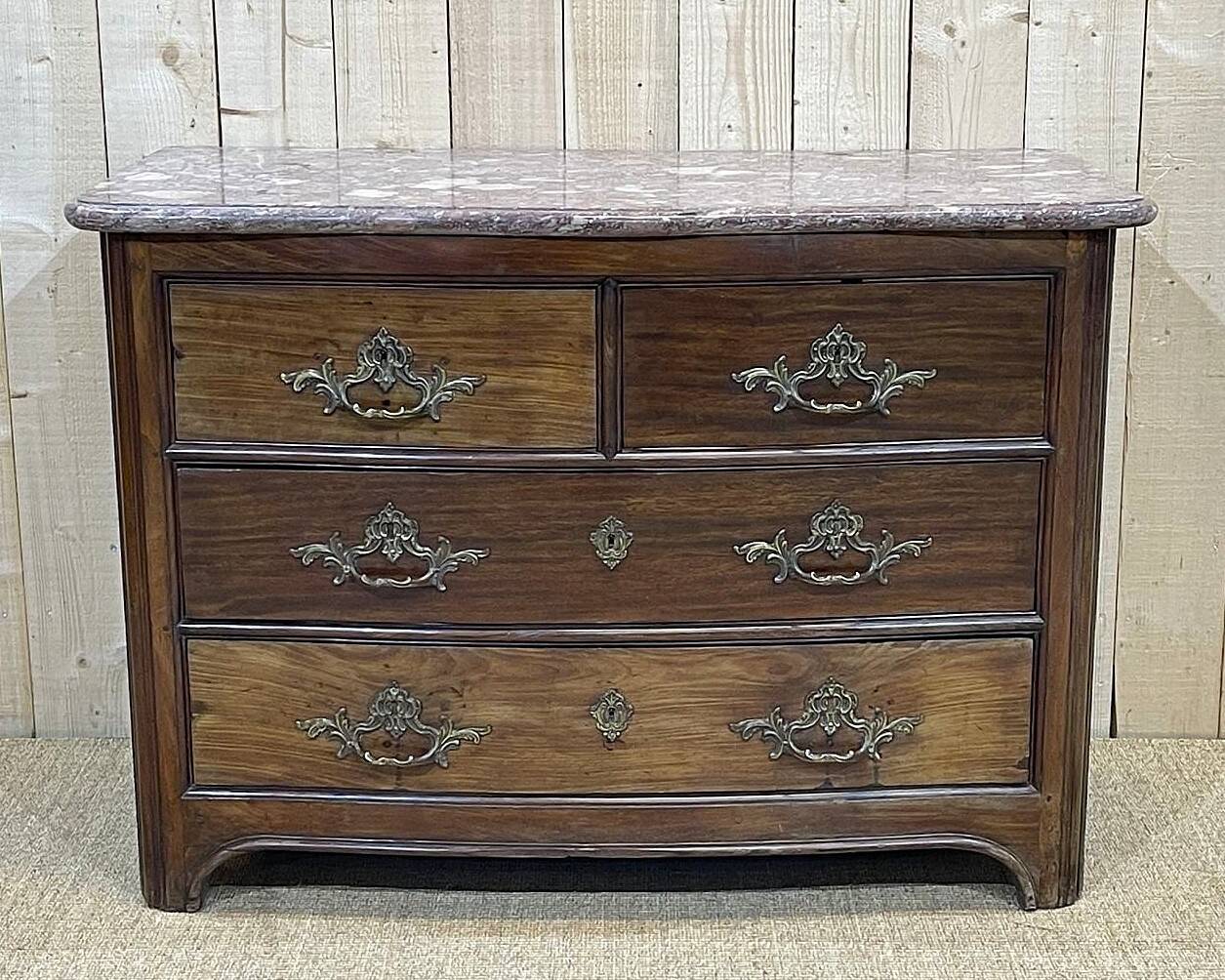 Regency commode in amaranth with an 18th-century marble top.