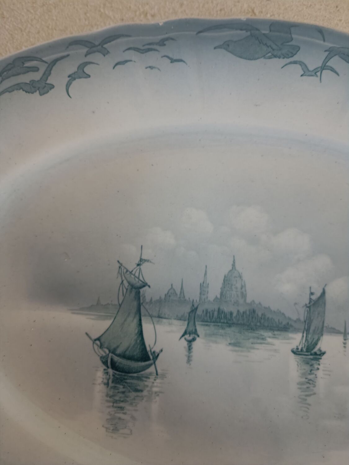 Part of the Saint Amand Dishes service, Sailboat decor