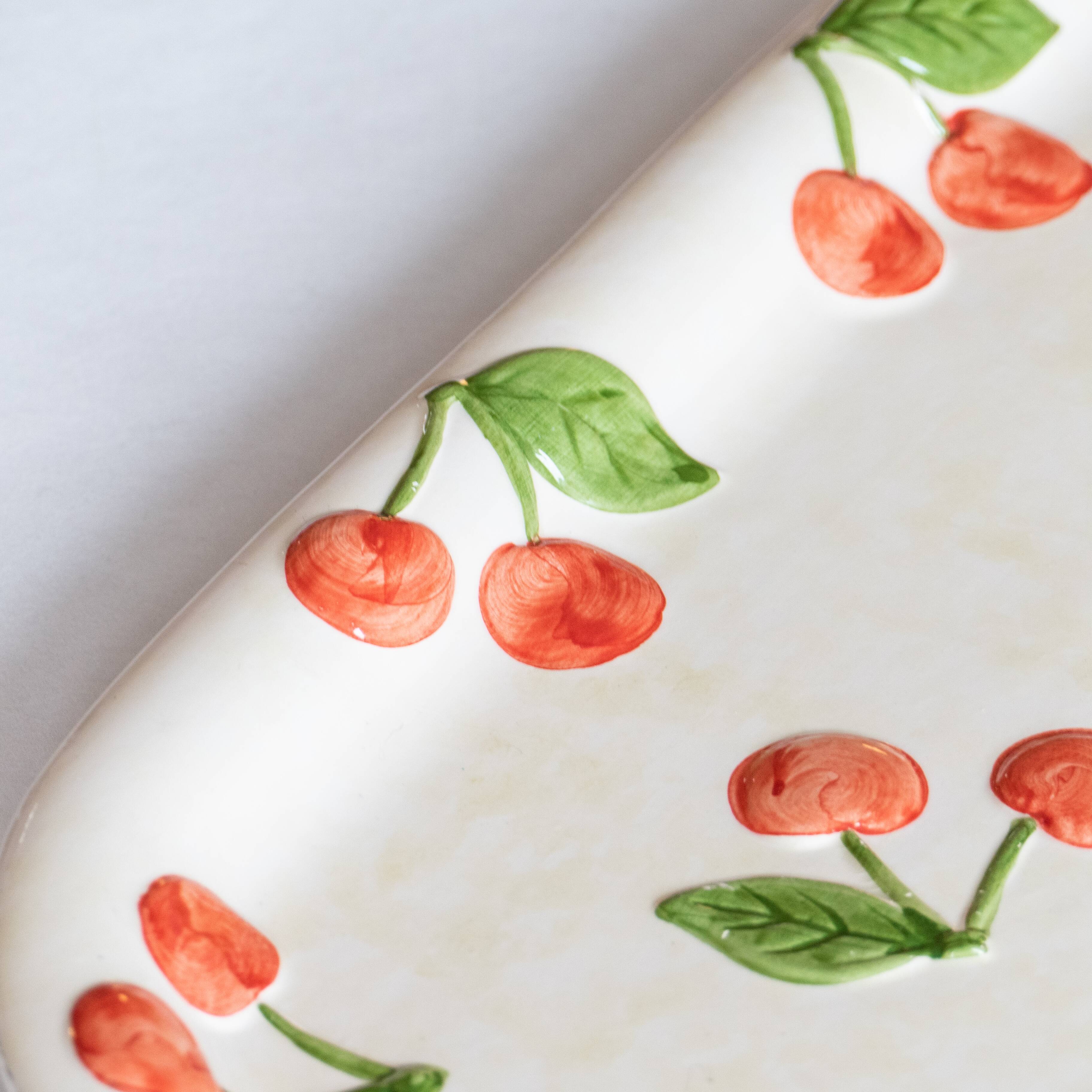 Old cake dish in cherry slip