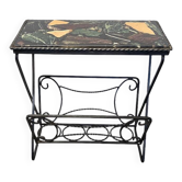 Table d'appoint vintage avec plateau en marbre mosaïque, années 1970