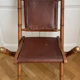 Set of three folding officer chairs wood and leather
