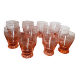 Set of 11 Art Deco water glasses from the 40s