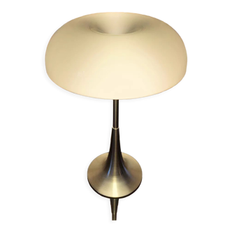 Vintage mushroom lamp and brushed aluminum 1980