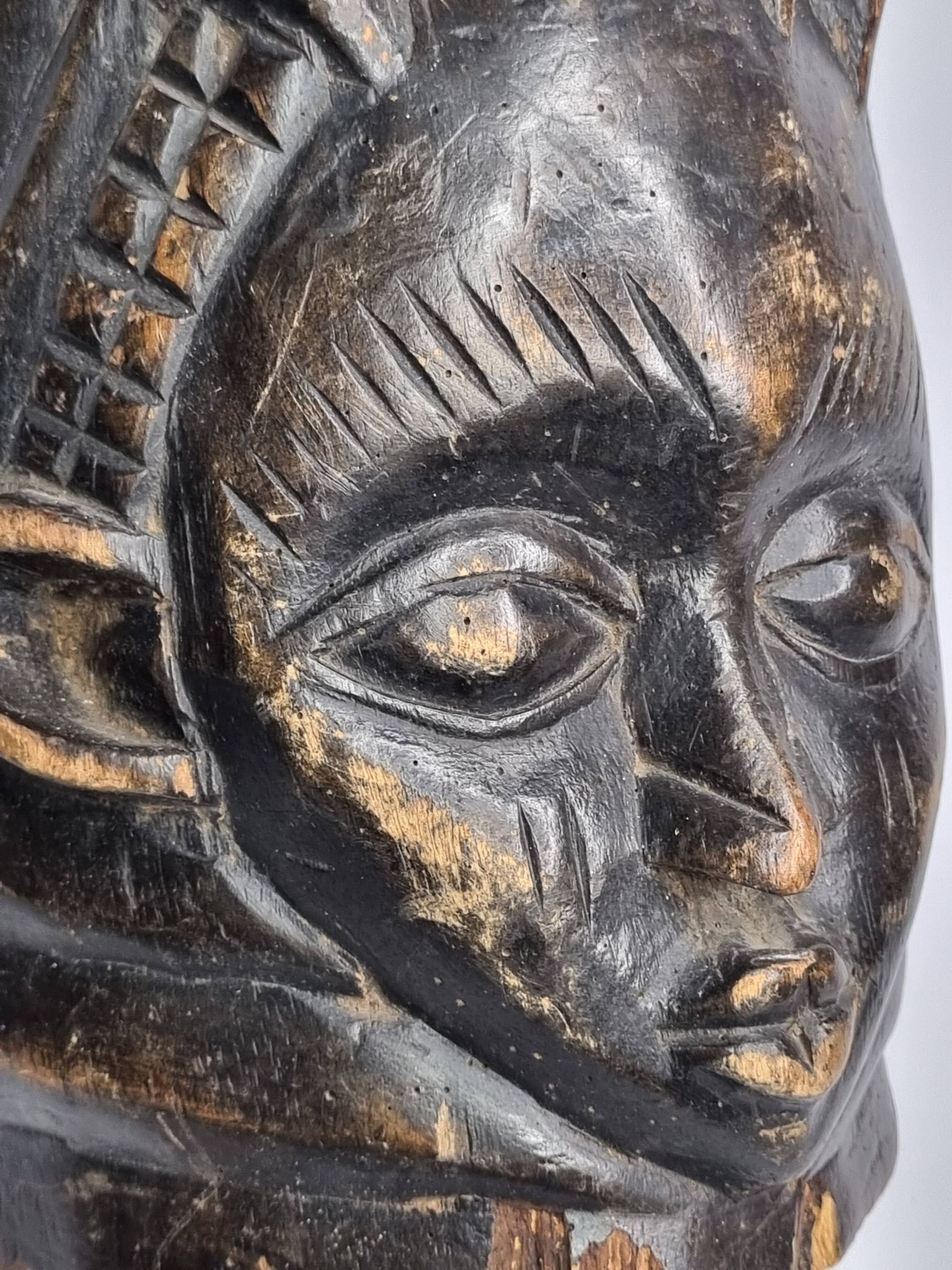 Decorative Carved Wood Guro Helmet Mask – Ivory Coast, 35 cm