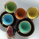 6 Black cups and colors Salins la Baule with saucers