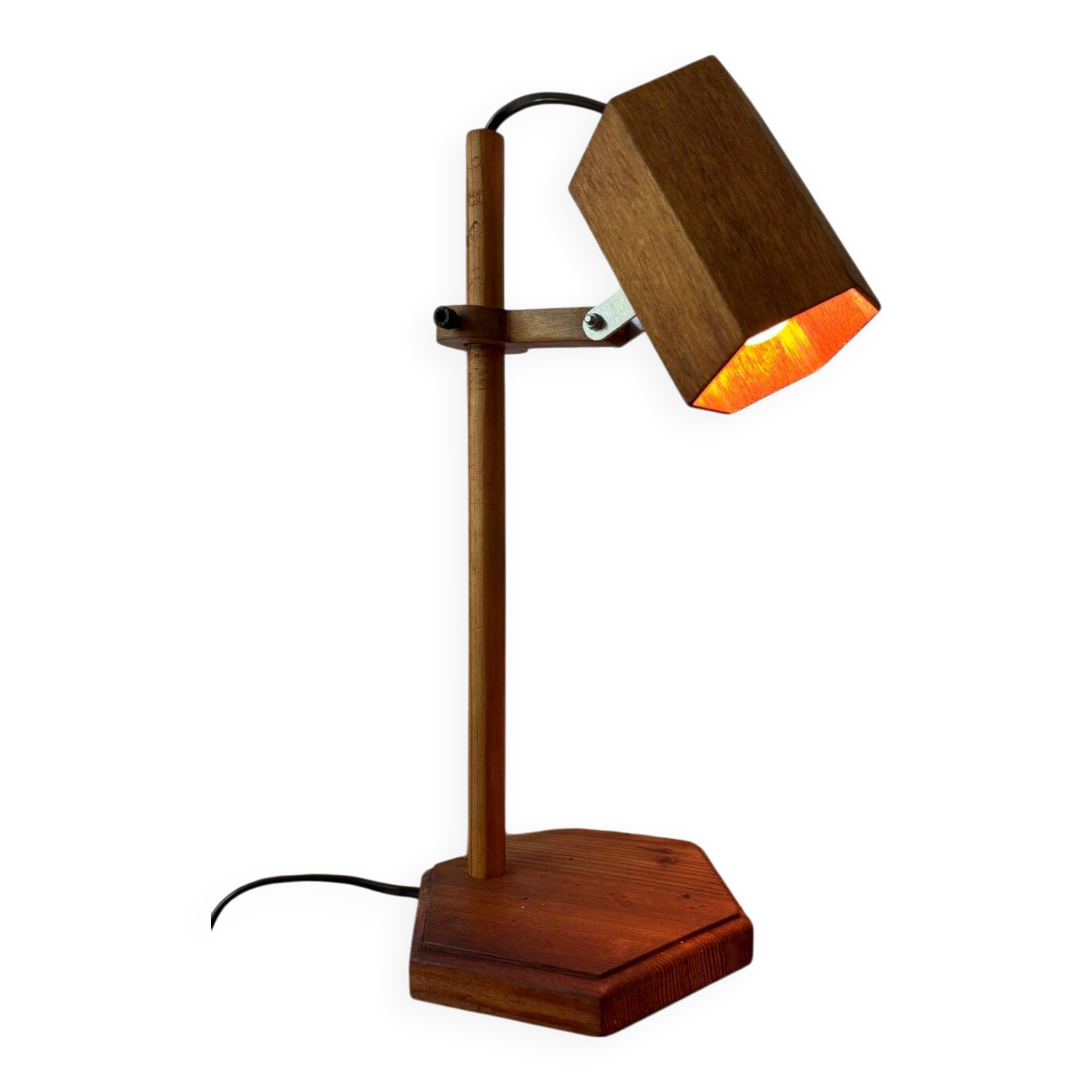 70s wooden desk lamp