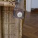 2 rattan and wood armchairs