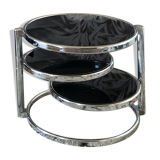Chrome round coffee table and smoked glass