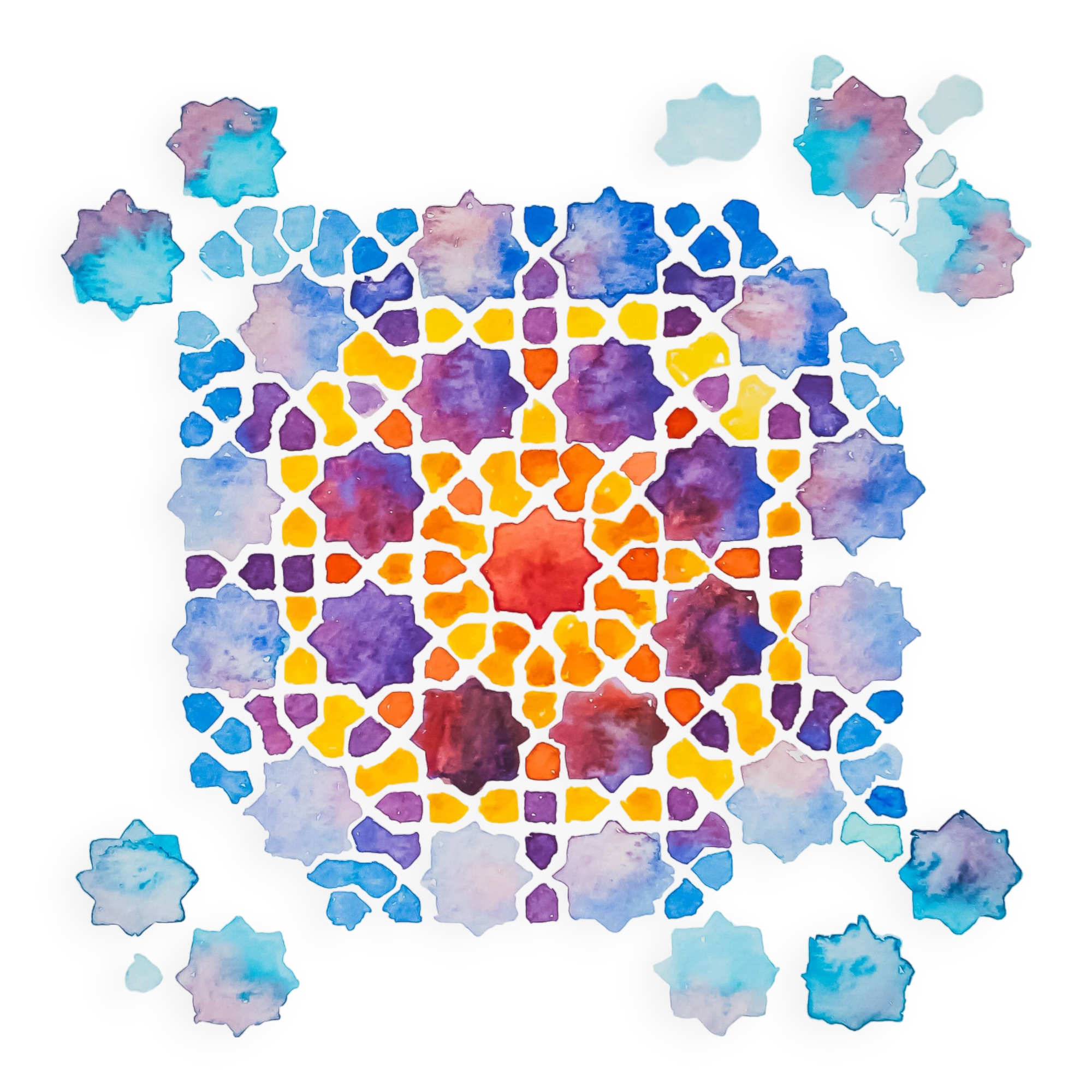 Original acuarela azulejo arabe. Arabic azulejo tile.