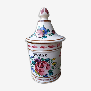 Pot à tabac ancien en porcelaine peinte à la main