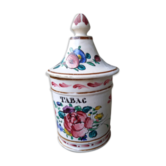 Pot à tabac ancien en porcelaine peinte à la main