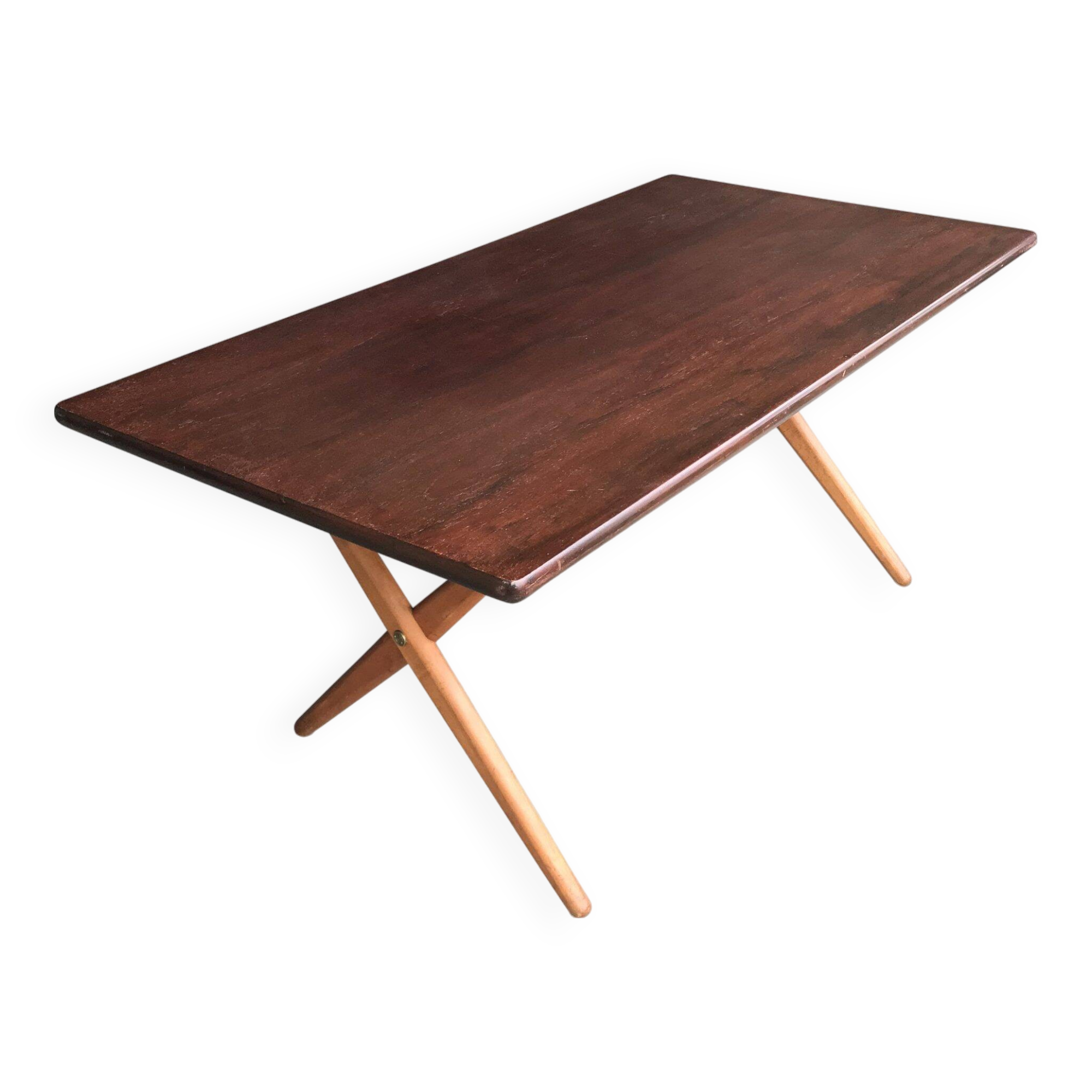 AT-303 Sawbuck oak dining table by Hans Wegner for Andreas Tuck 1950s