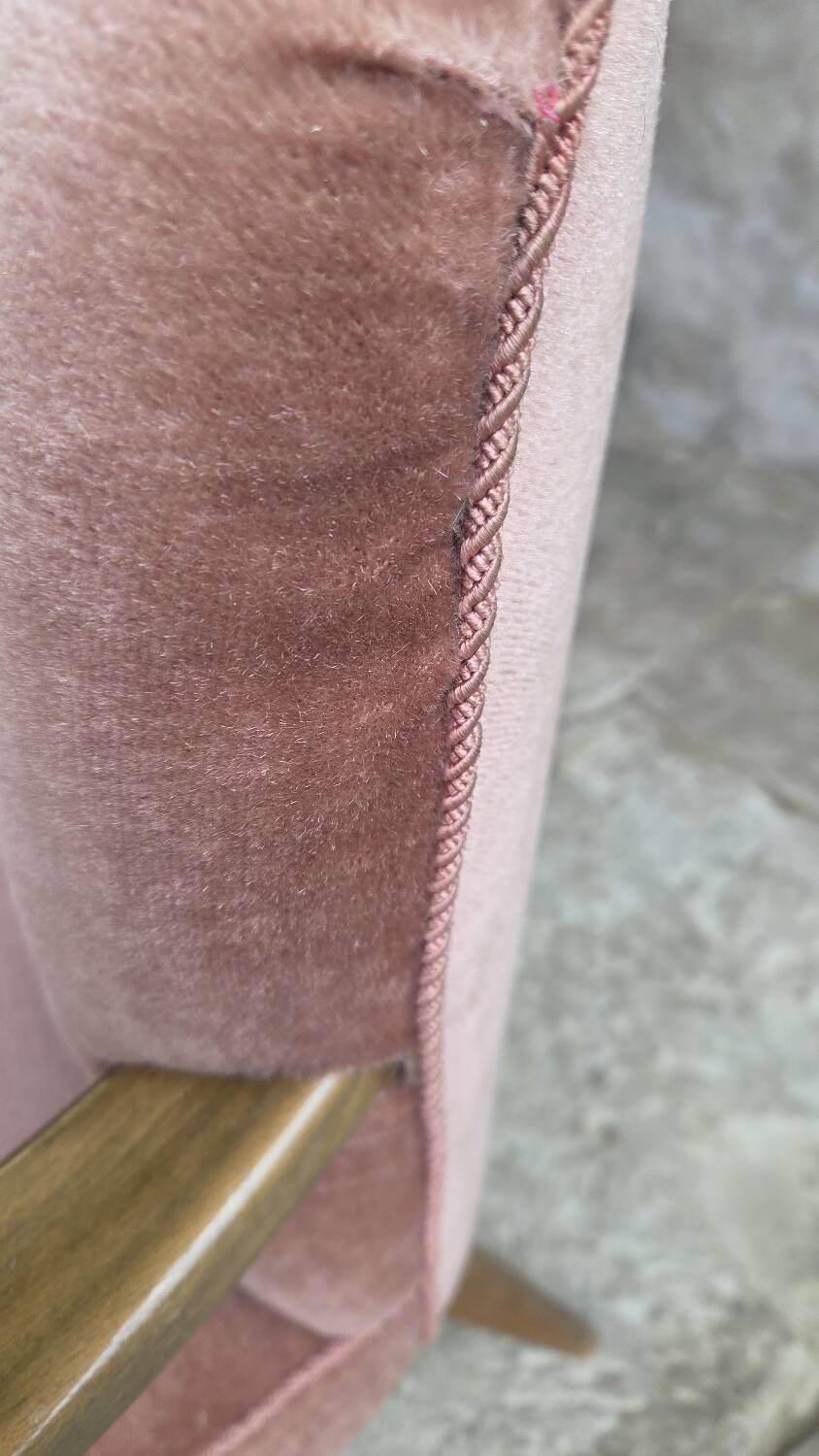 Pair of pink velvet cocktail armchairs 1960