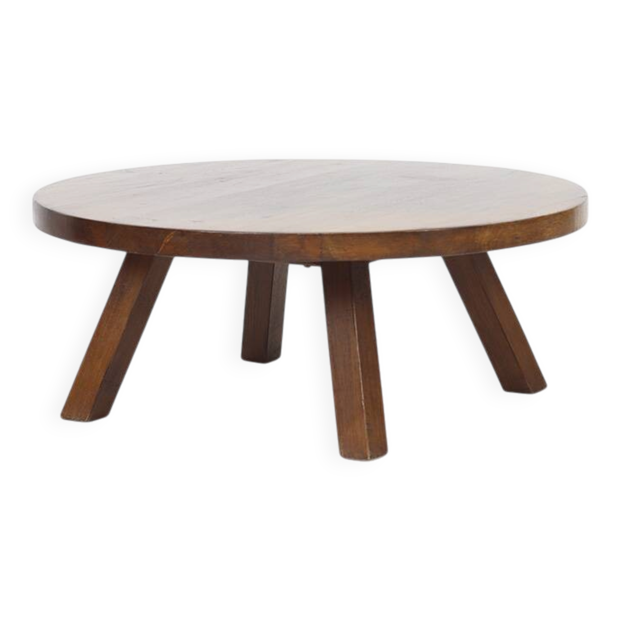 Large round Vintage Brutalist Mid-Century Oak Coffee Table