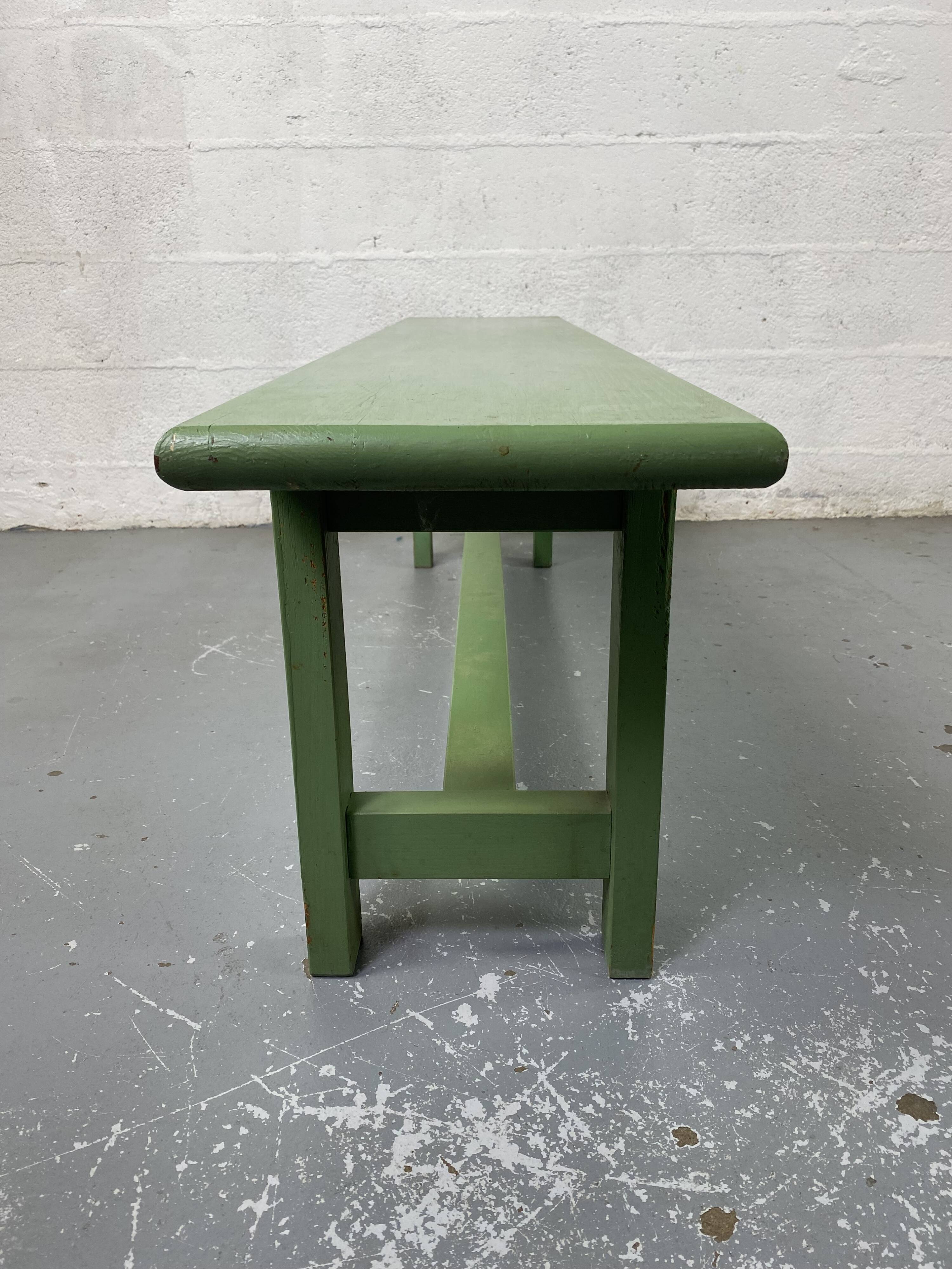 Green wooden bench