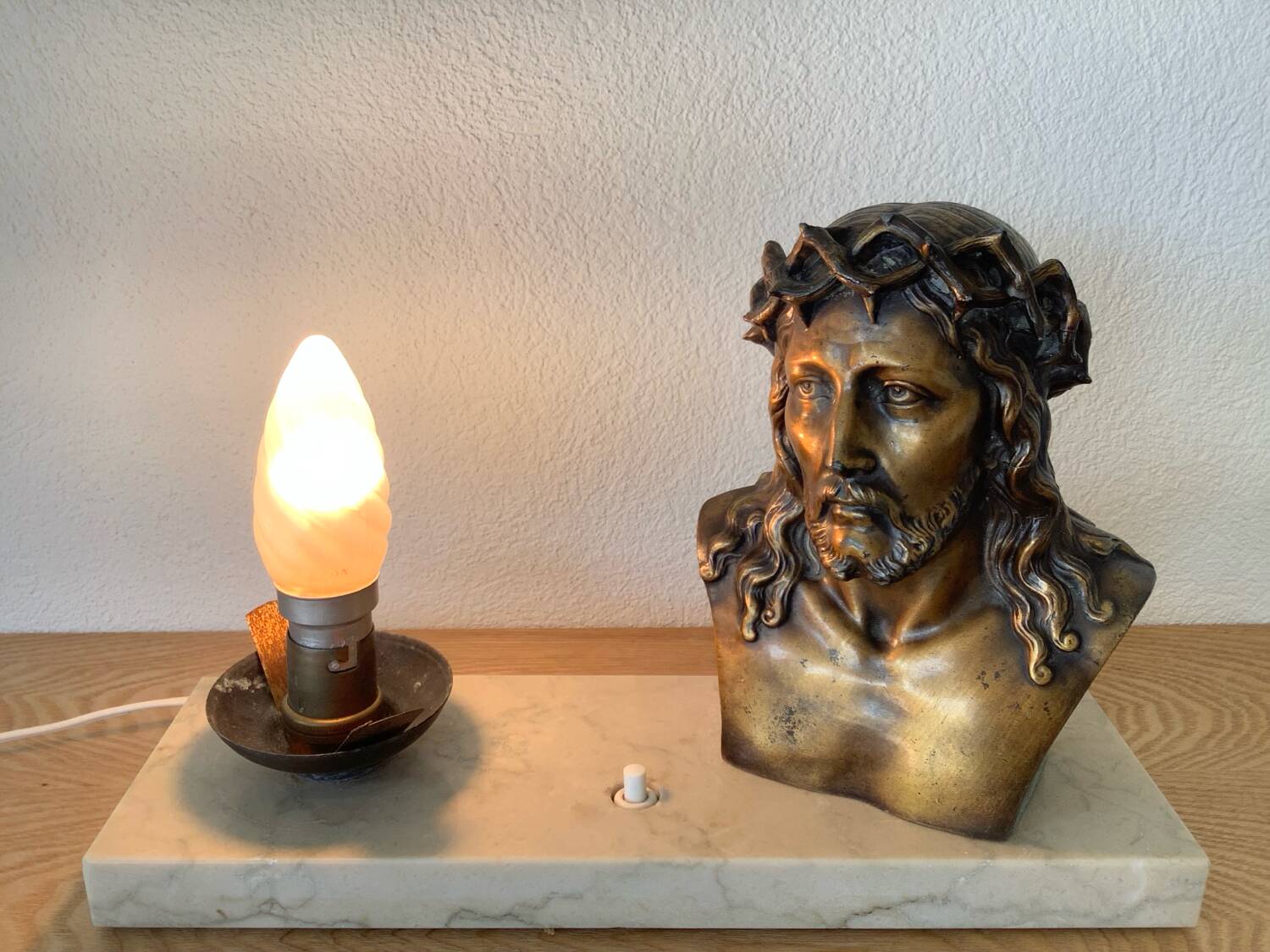 Christ bronze lamp signed L. Artaux