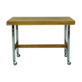 Mid-century teak and chrome mobile table, 1970