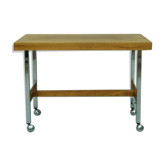 Mid-century teak and chrome mobile table, 1970