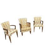 3 Art Deco armchairs, 1940