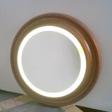 Round mirror with frame in teak Italy 1960 s 70 cm