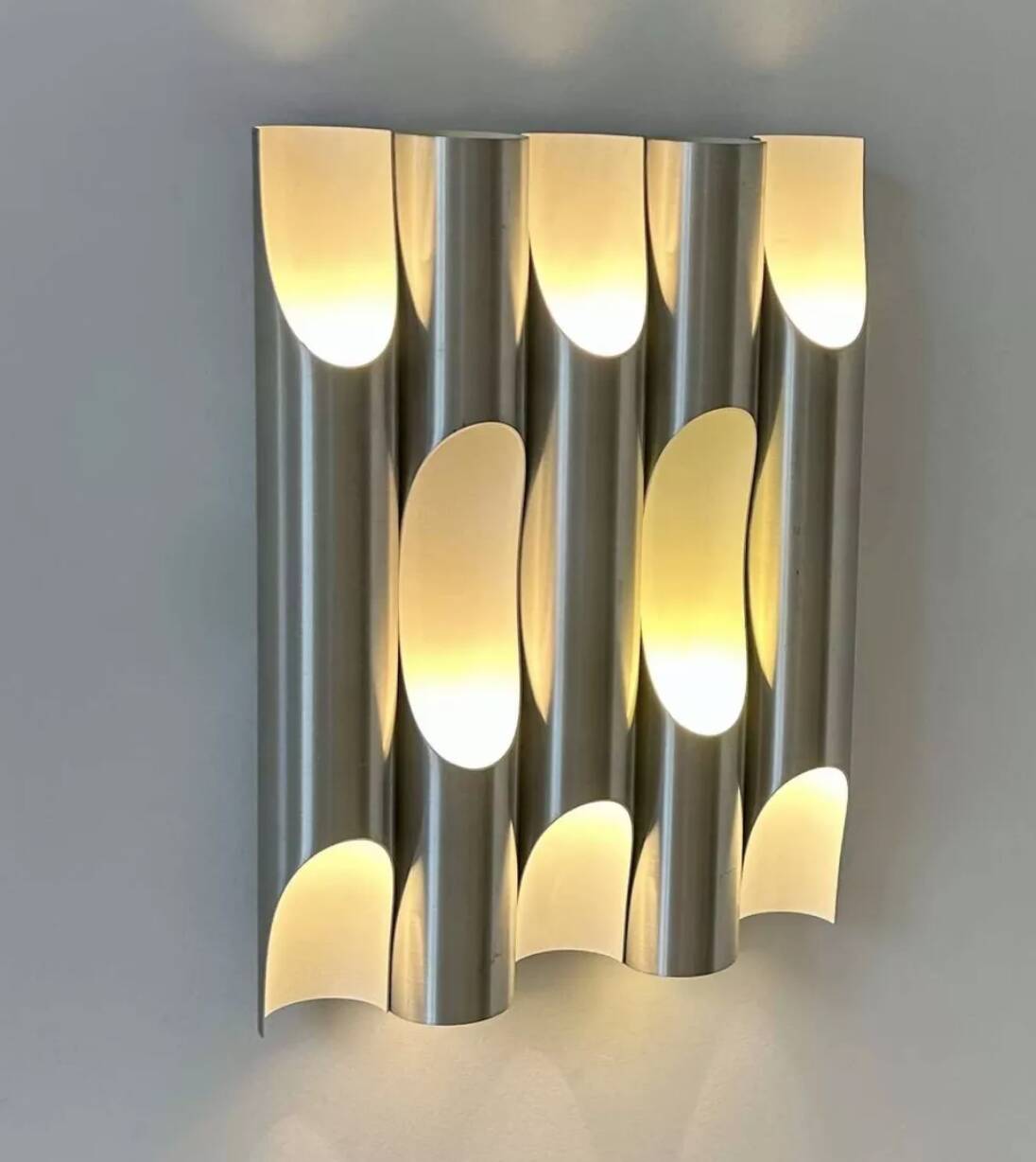 Applique vintage "Fuga XL", métal brossé, Raak Pays Bas 1970