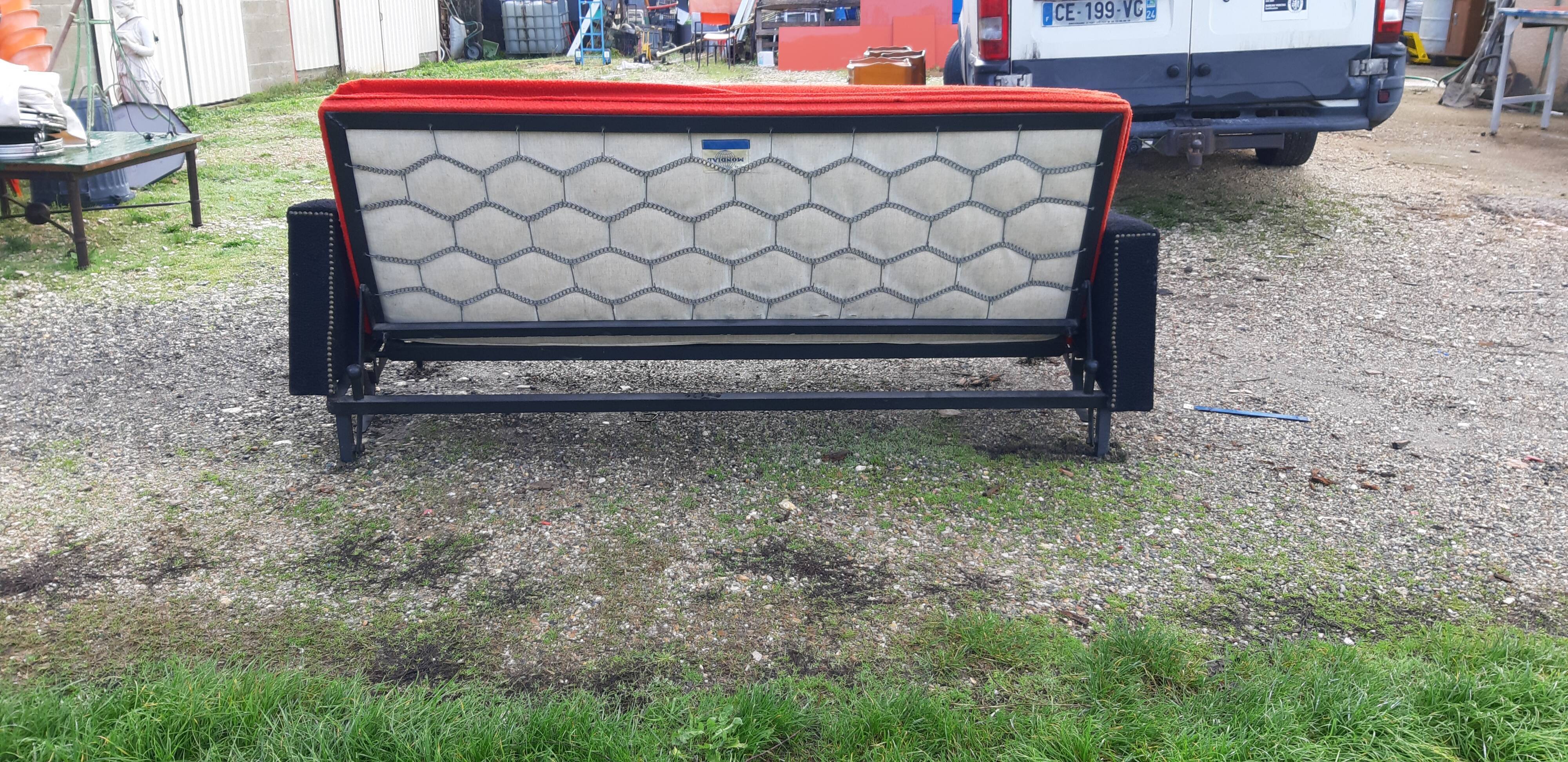 Vintage sofa red and black fabrics