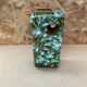 Ancien vase marei forme rectangle fat lava vert & blanc vintage