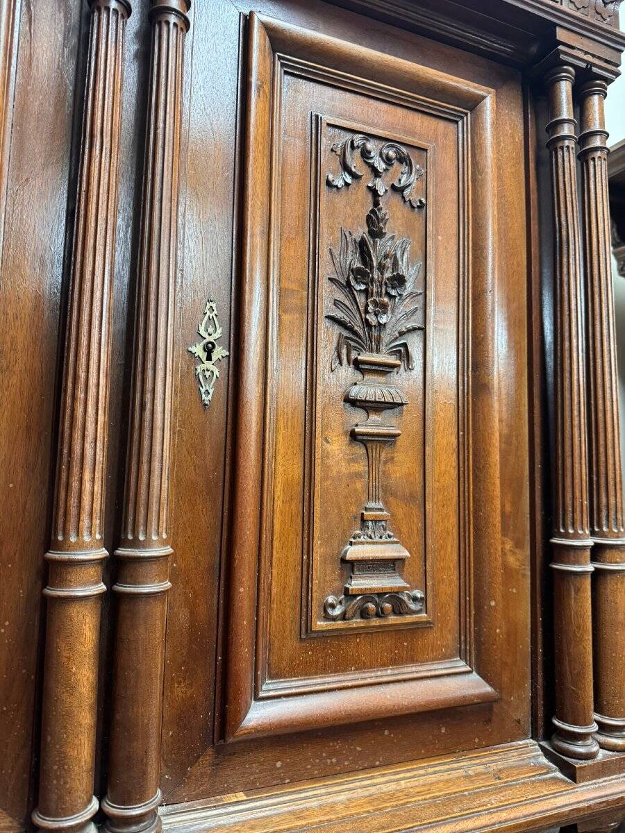 Renaissance-style two-body walnut buffet