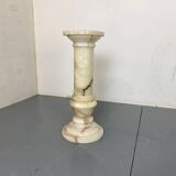 Vintage Spanish Alabaster Pedestal Column with Original Vase, 1970s, Set of 2
