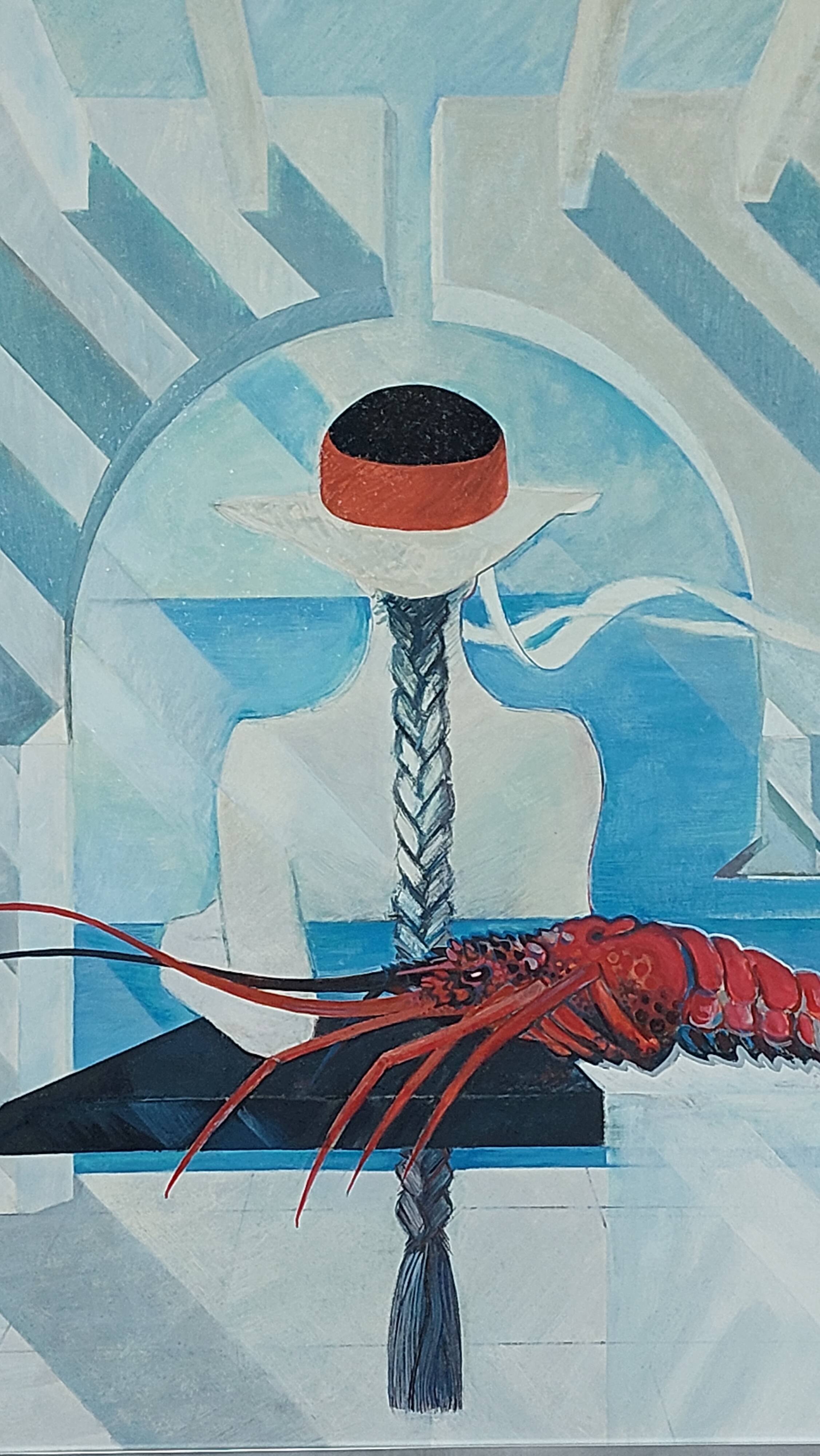 Grande peinture postmoderne de l'artiste Azian Tsang 1987