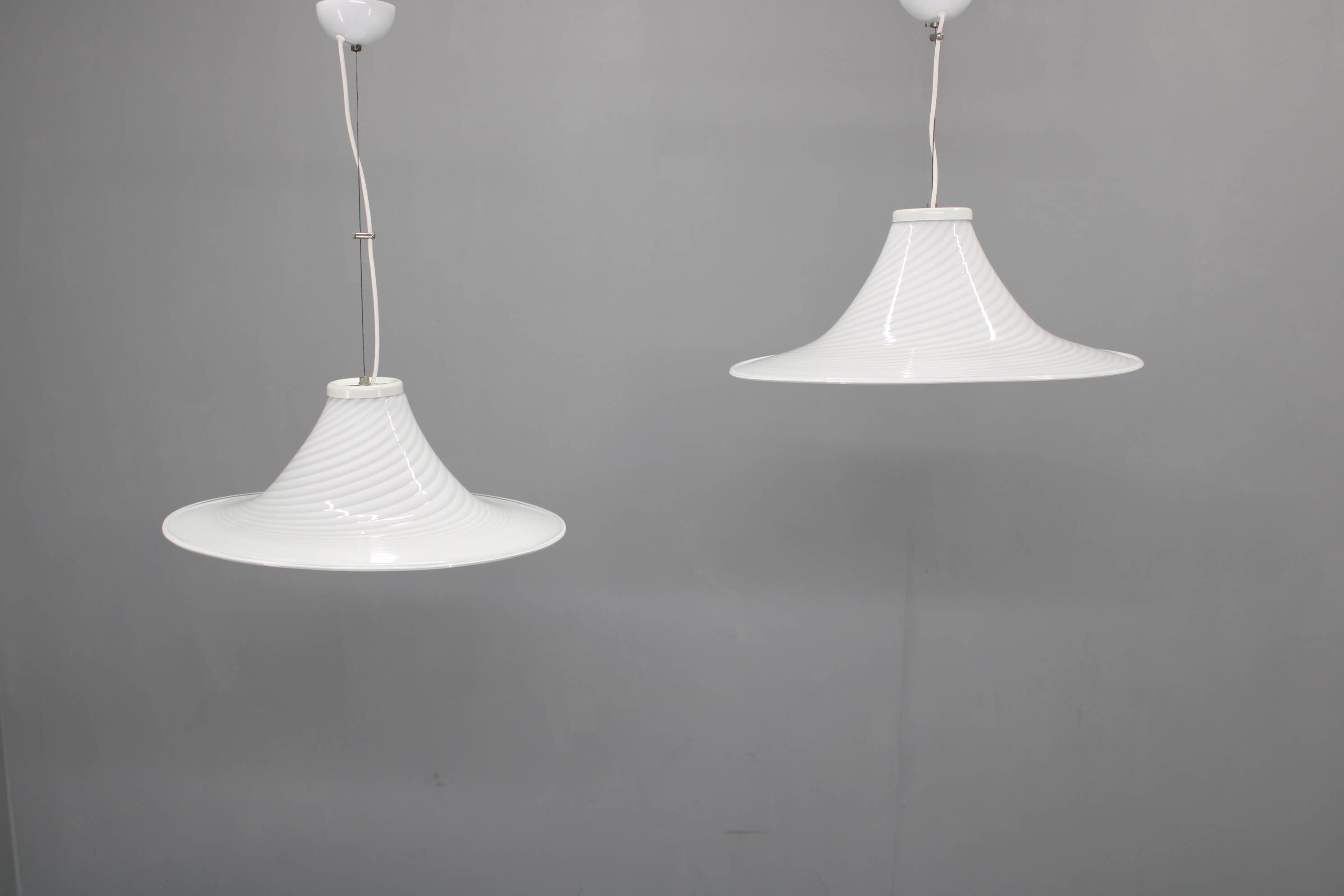 1970s Pair of Italian Pendants by Murano