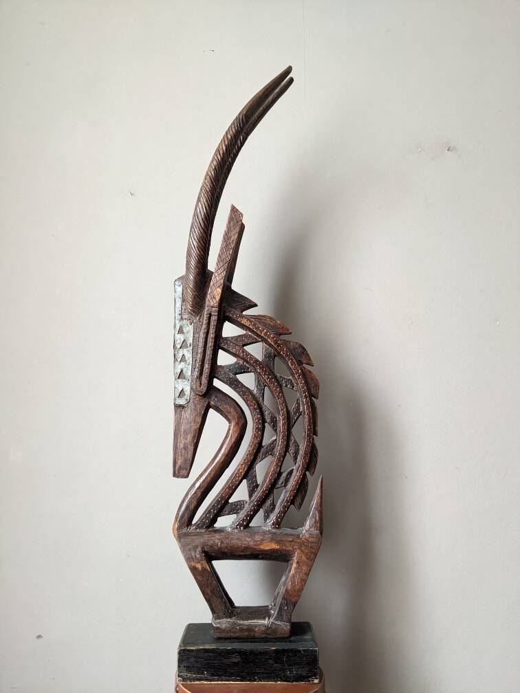African art oryx wooden handcrafted sculpture ethnic tribal decoration