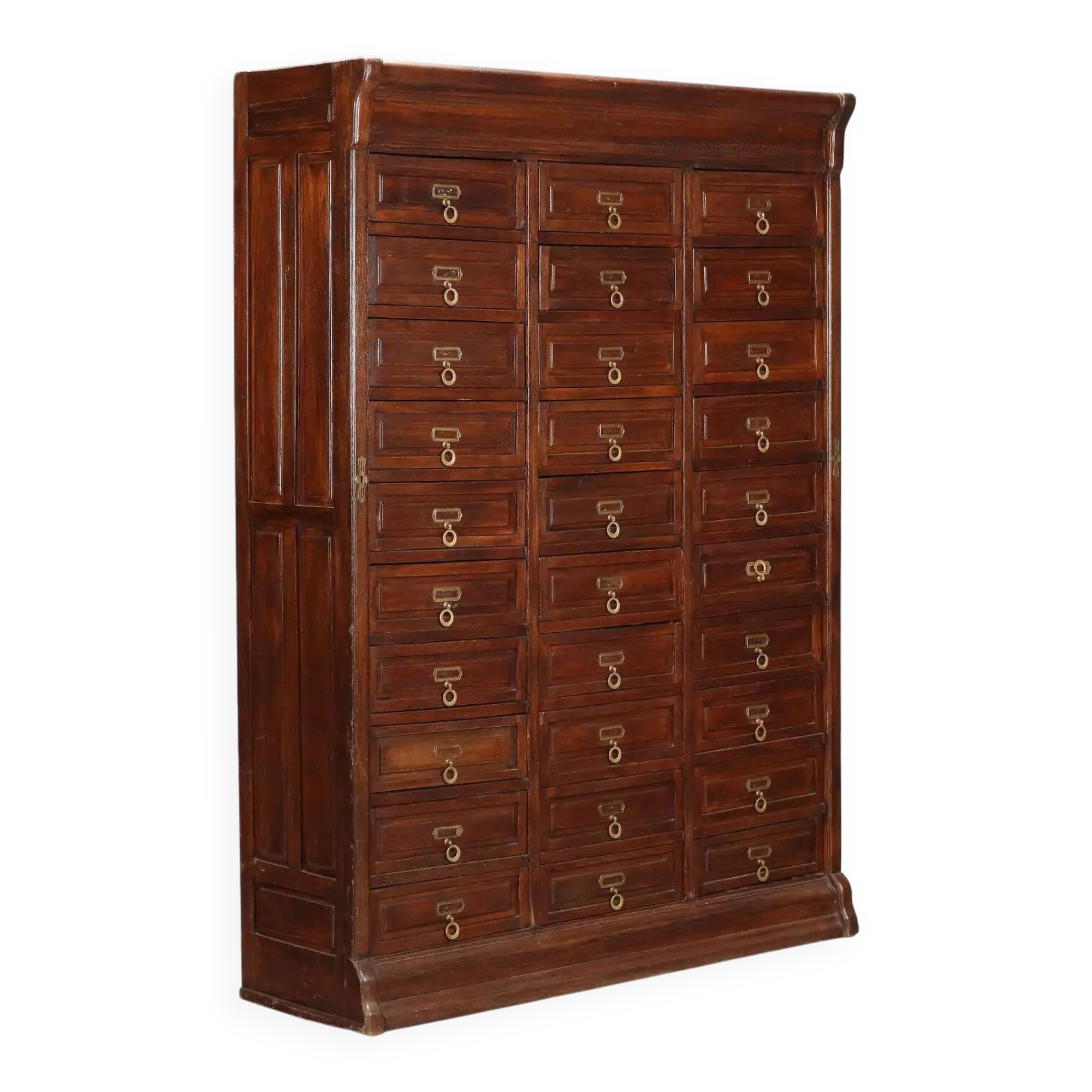 Antique oak commode stained walnut, 30 drawers, 20th century