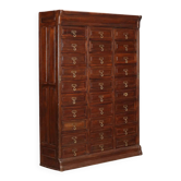 Antique oak commode stained walnut, 30 drawers, 20th century