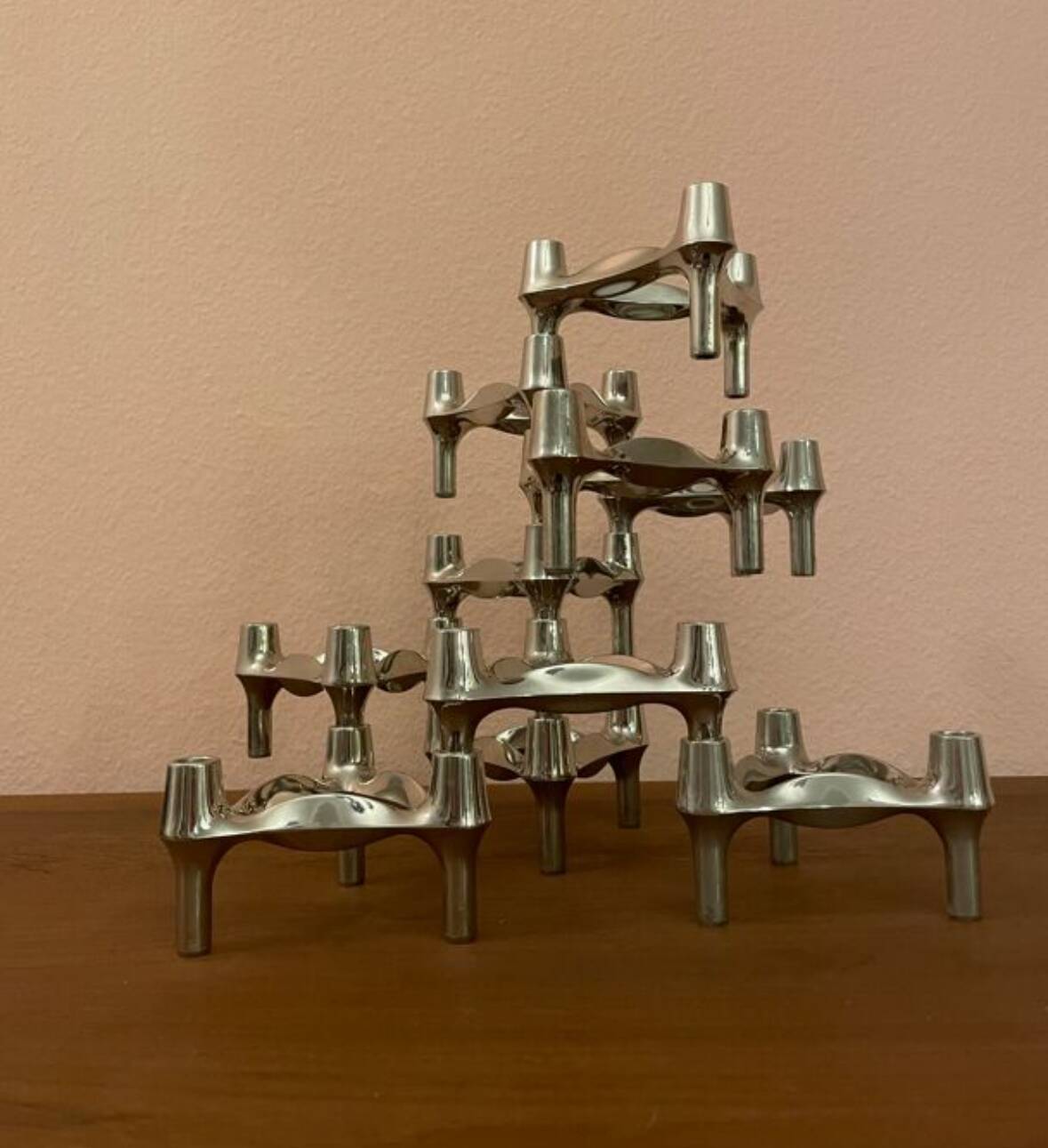Set of 10 candle holders by Ceasar Stoffi & Fritz Nagel for Quist