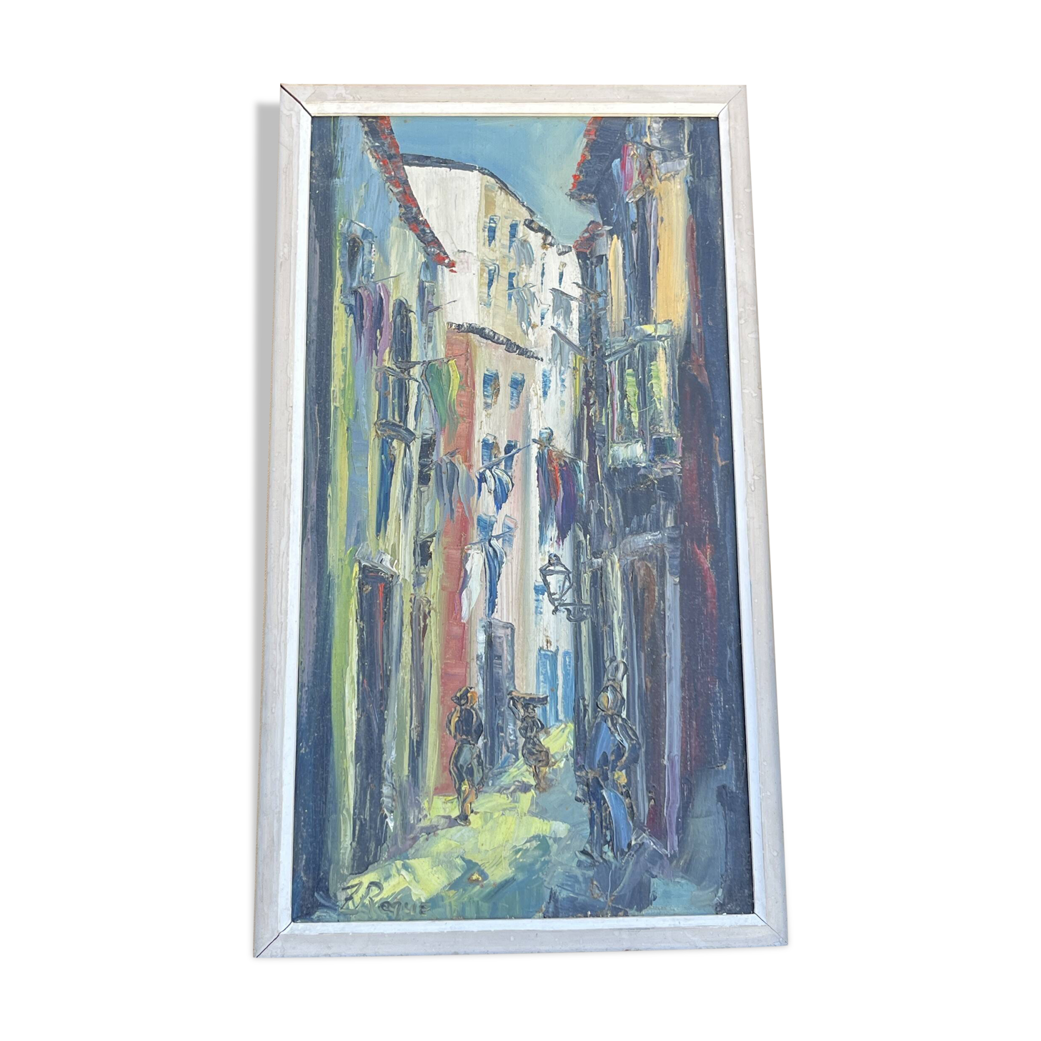 Signed Impressionist painting – Busy street scene