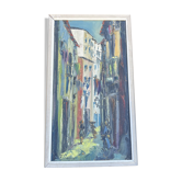 Tableau impressionniste signé– Scène de rue animée