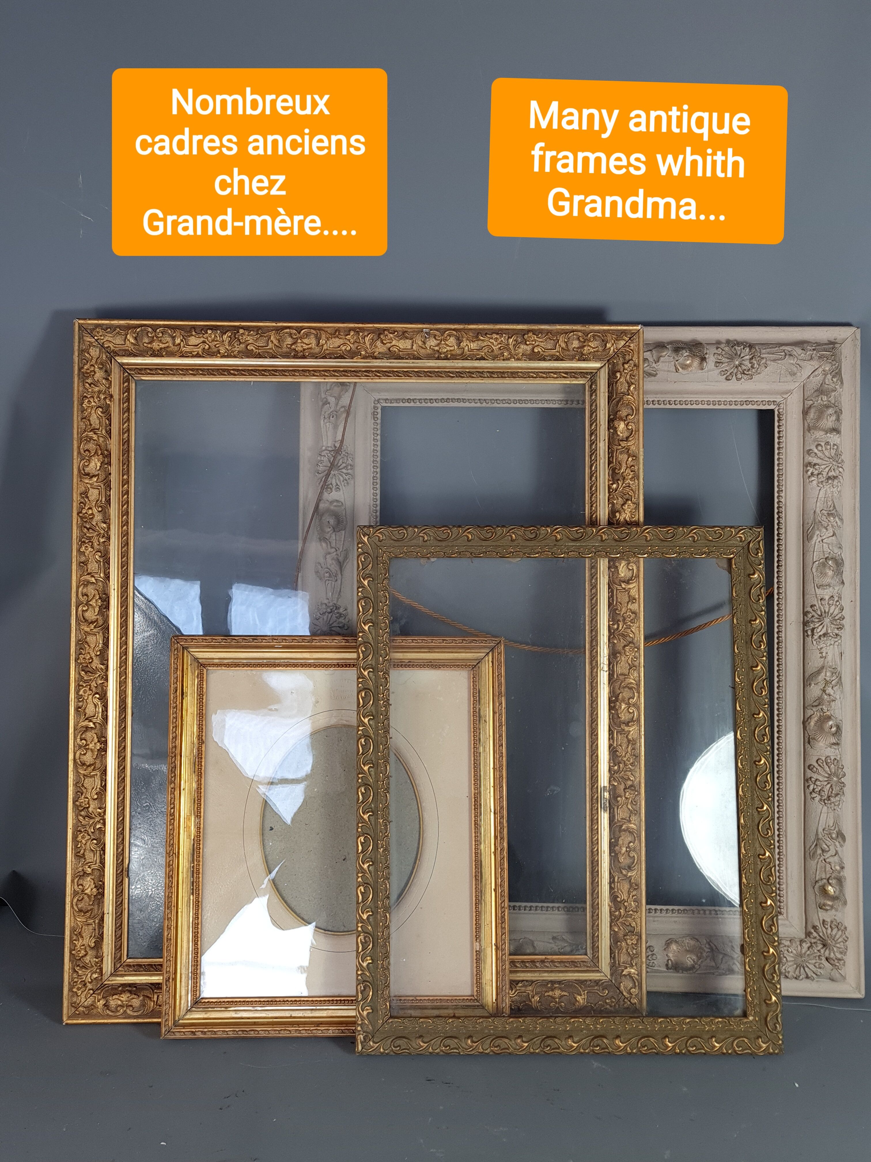 Old frame stucco wood & gilded 40.5x35.5 cm, leaf 28.2x22.9 cm sb