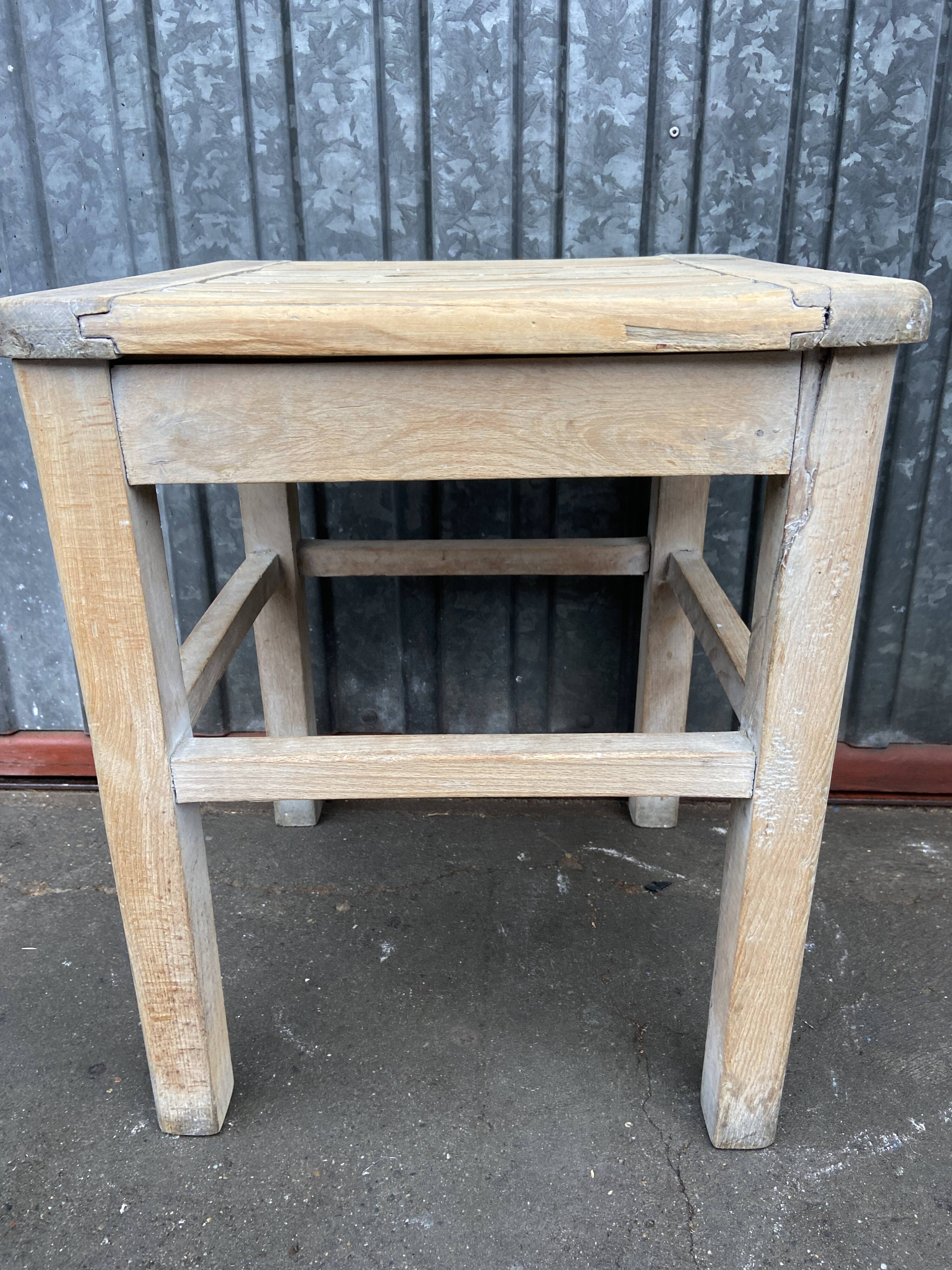 Rustic stool vintage raw natural wood 1950s