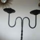 Pair of black wrought iron brutalist candlesticks 50s 60s
