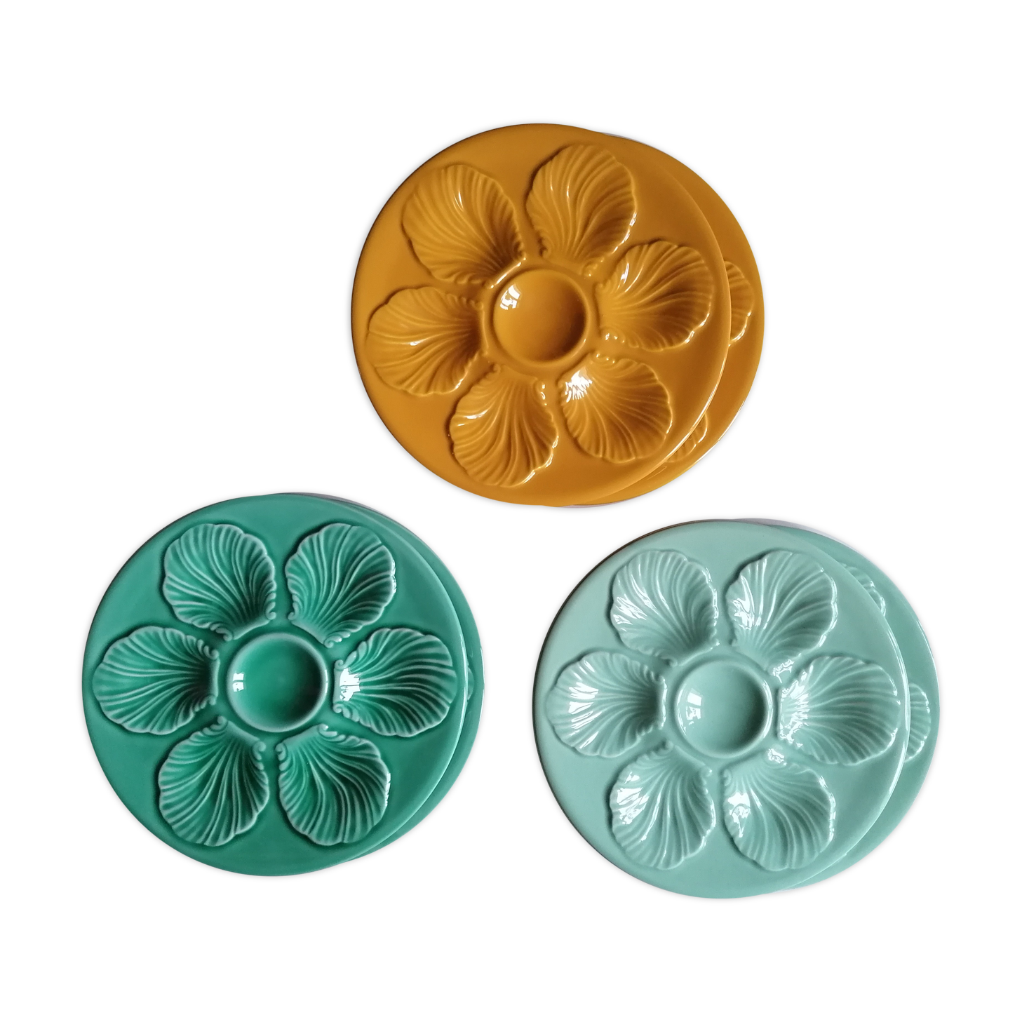 6 assiettes à huîtres pastels proceram