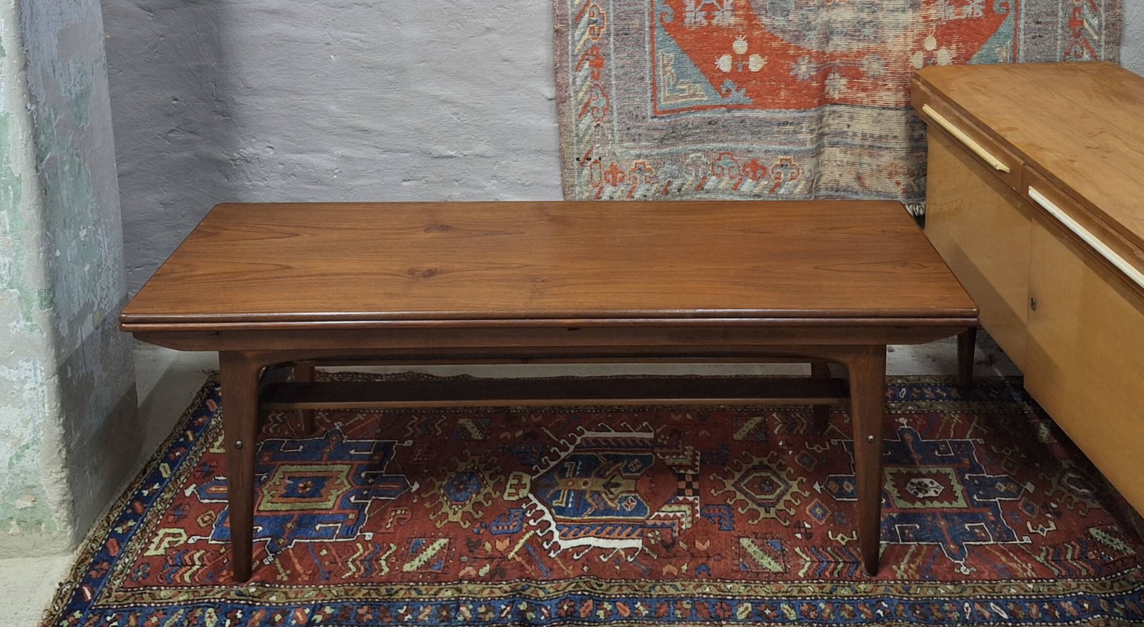 Metamorphic dining / coffee table in teak by Kai Kristiansen, Denmark 1960s