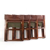 Fauteuil safari pliant en cuir marron et bois