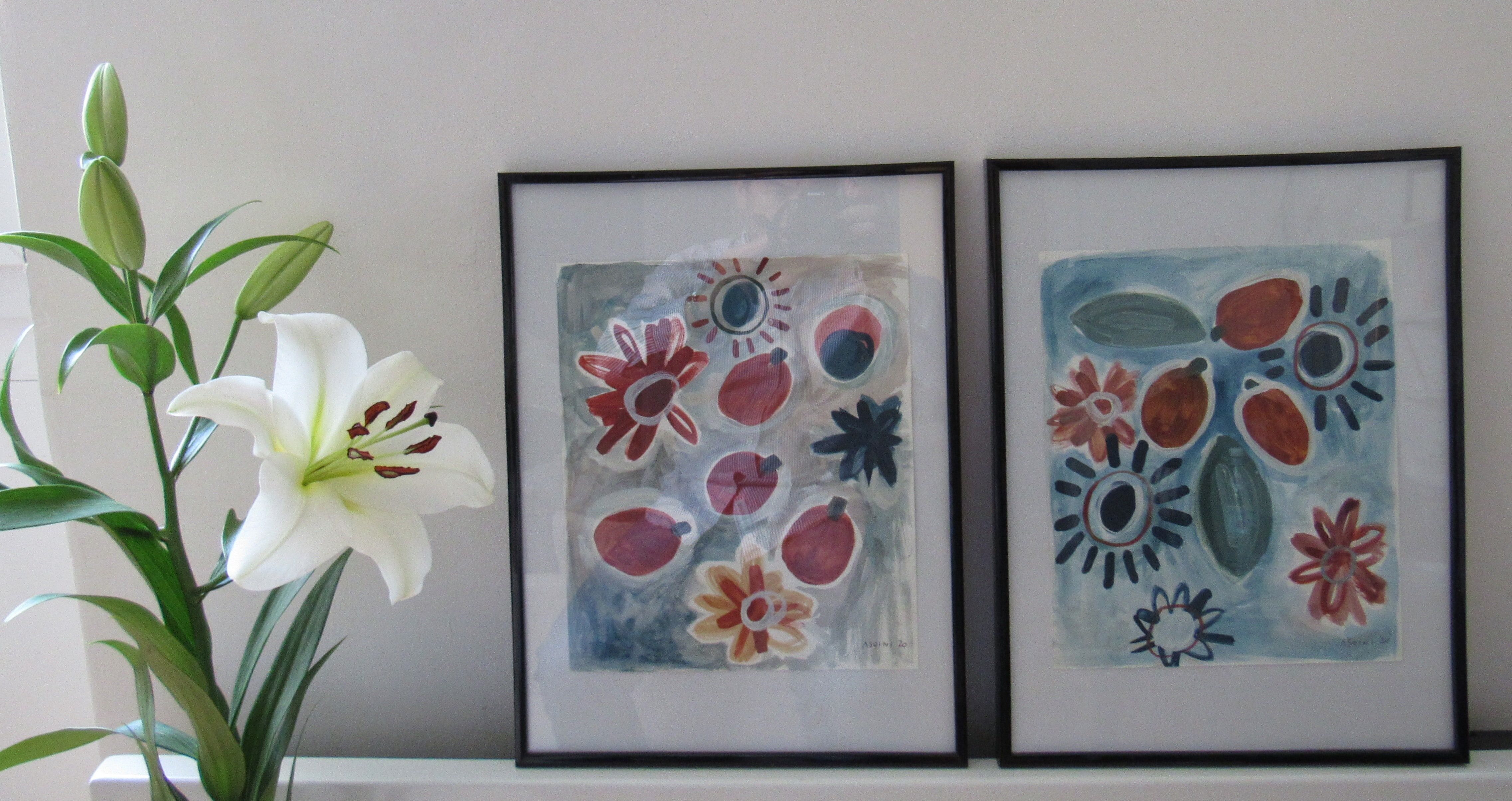 Pair of paintings by Laura Asoini Summer fruits